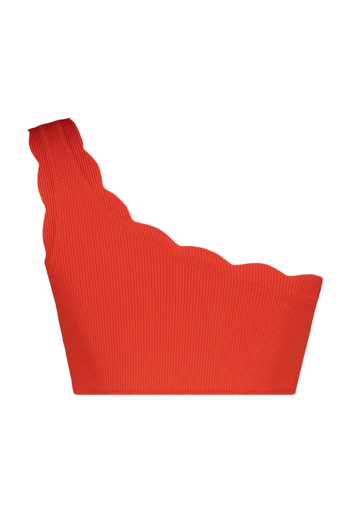 Trendyol Collection  Rotes, einschultriges, lasergeschnittenes, strukturiertes Bikinioberteil TBESS23BU00377