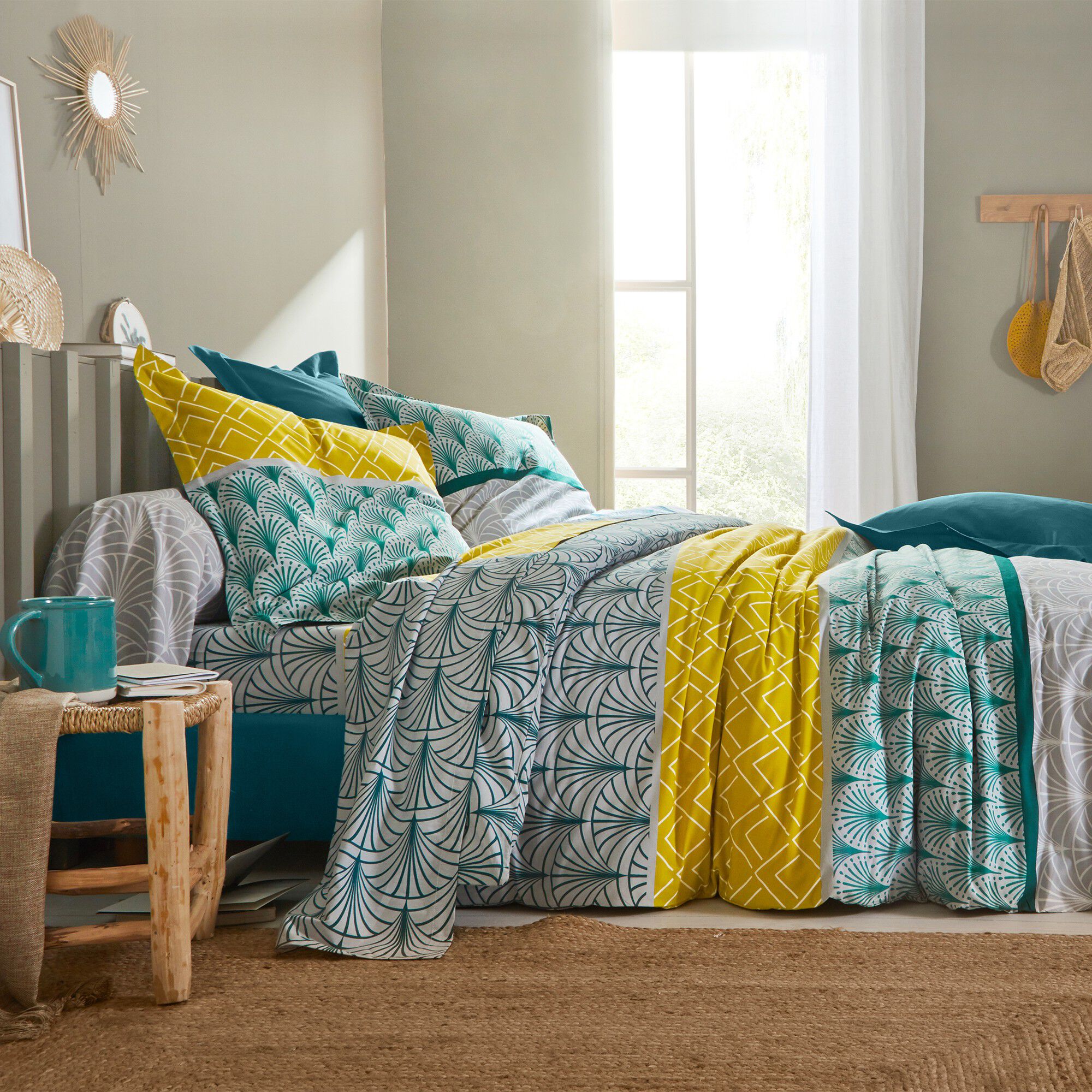 Linge de lit Eddy en coton à motifs graphiques