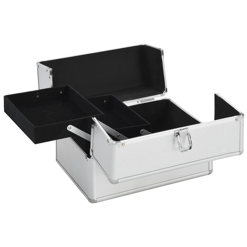 vidaXL Kosmetik-Koffer Kosmetikkoffer 22x30x21 cm Silbern Aluminium