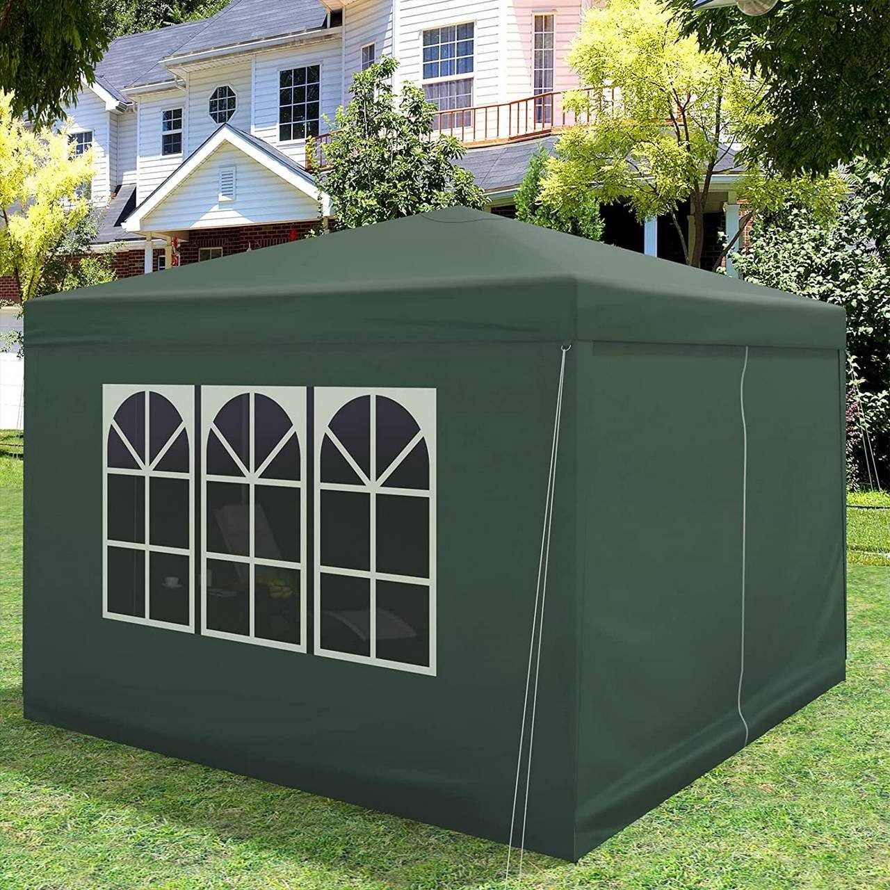 Woltu Faltpavillon, mit 4 Seitenteilen, aus Oxford Metallrahmen 3x3 m