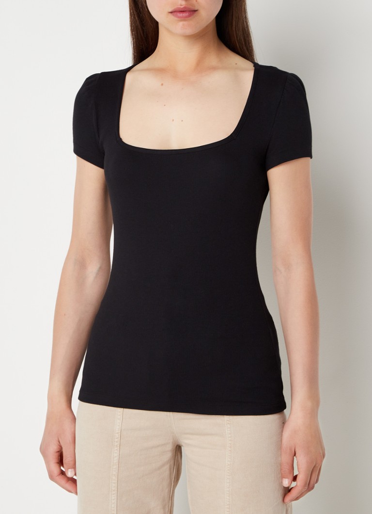 ba&sh Odelia T-shirt with puff sleeves and rectangular neckline
