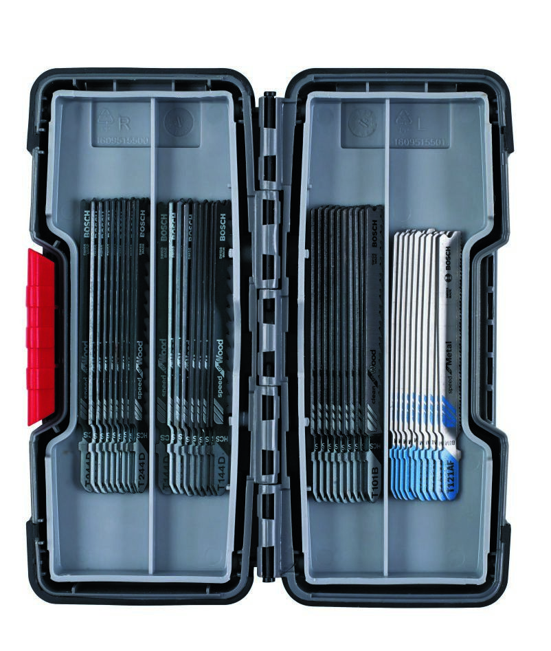 Bosch Blauw Accessoires 2607010904 40-delt sæt decoupage-savklinger Træ og metal T 244 D (10x), T 144 D (10x), T 101 B (10x), T 121 AF (10x)