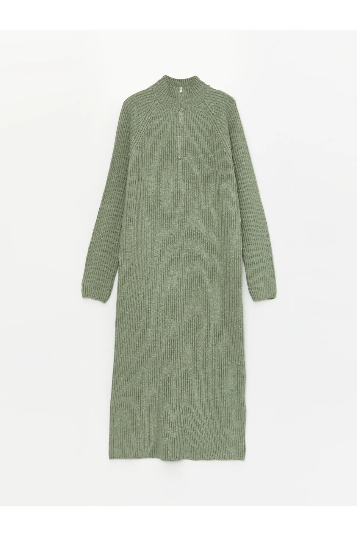 LC Waikiki  Einfarbiges, langärmliges Damen-Strickkleid mit hohem Kragen