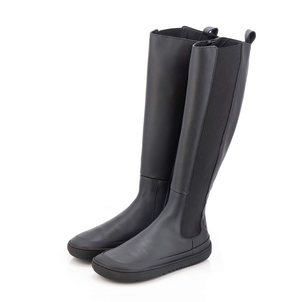 Shapen Harper Black Leather Barfußstiefel