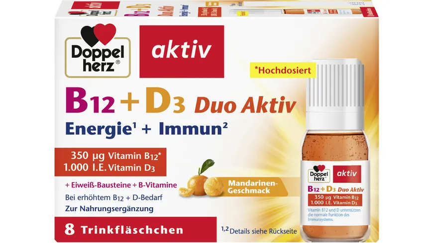 Doppelherz B12 + D3 Duo Aktiv Energie + Immun 8 Trinkfläschchen