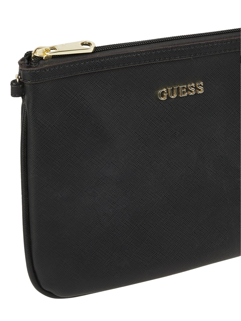 Kosmetiktasche mit herausnehmbarem Spiegel in schwarz