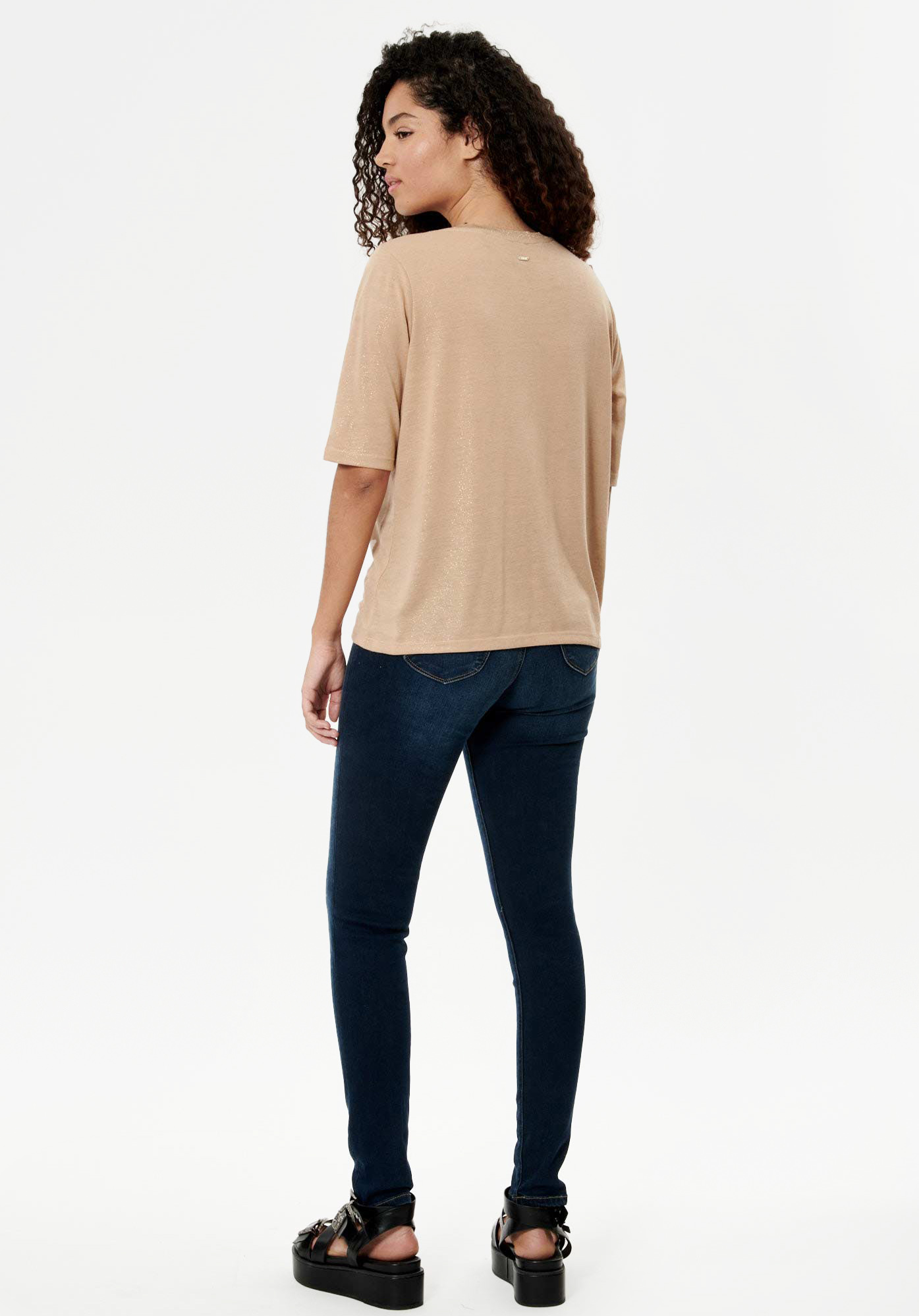 JAIME  T-shirt beige pailleté Femme