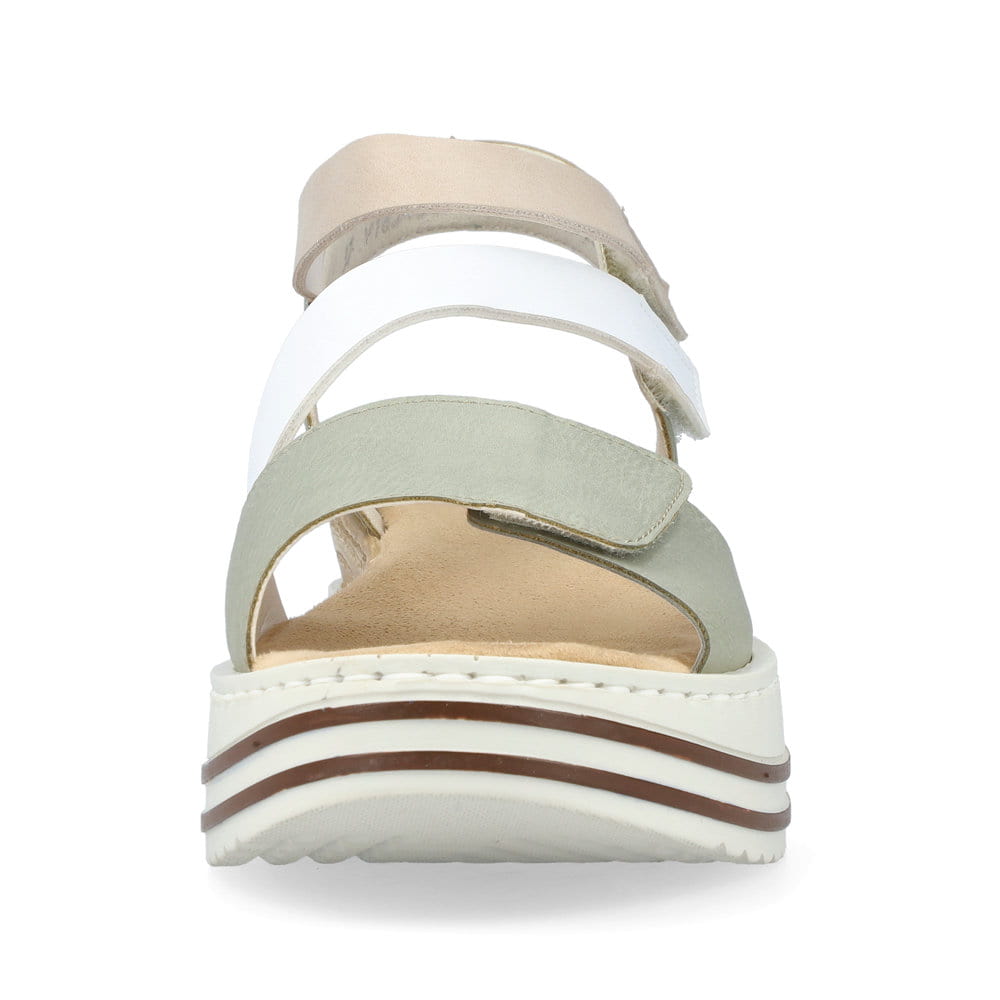 Rieker Damen Keilsandaletten mintgrün-weiß-beige