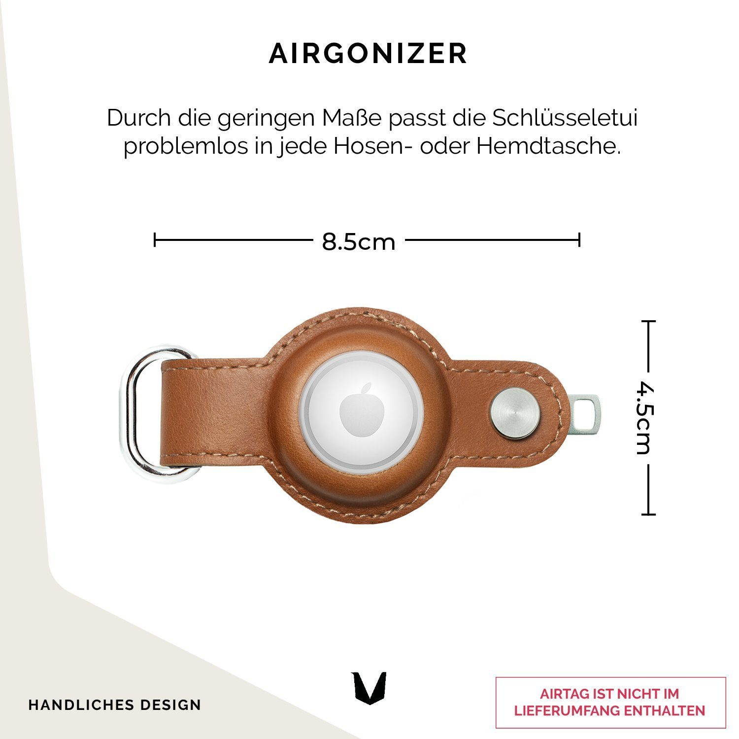 MAGATI Schlüsseltasche Airgonizer Schlüsseletui aus Echtleder für 1-7 Schlüssel (kompatibel mit Apple Airtag Tracker), inkl. Schlüsselfundservice & Einkaufswagenlöser