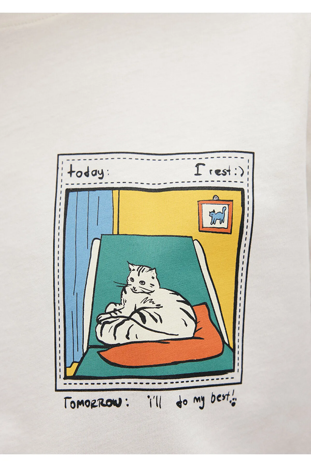 Mavi  Weißes T-Shirt mit Katzenmuster, Slim Fit / Slim Fit1612401-80194