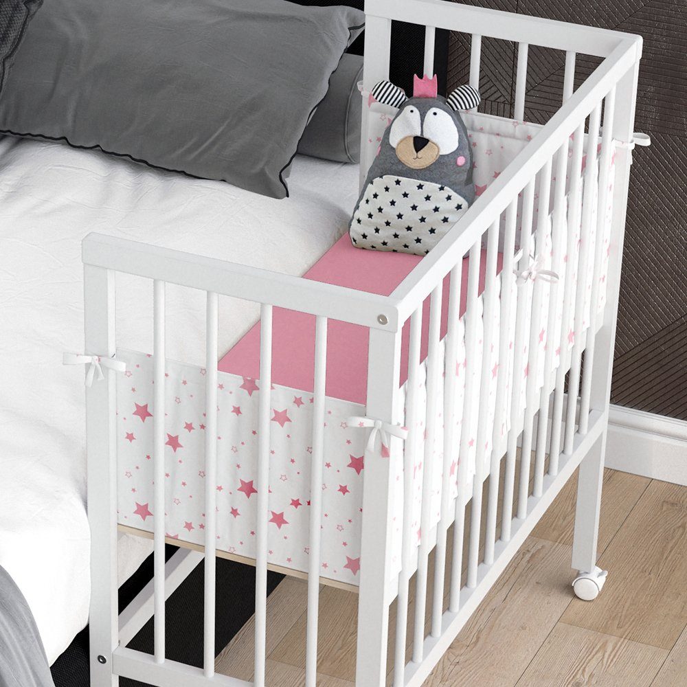 VitaliSpa® Beistellbett Babybett Stubenbett 2 Seitenteile SOPHIE Weiß
