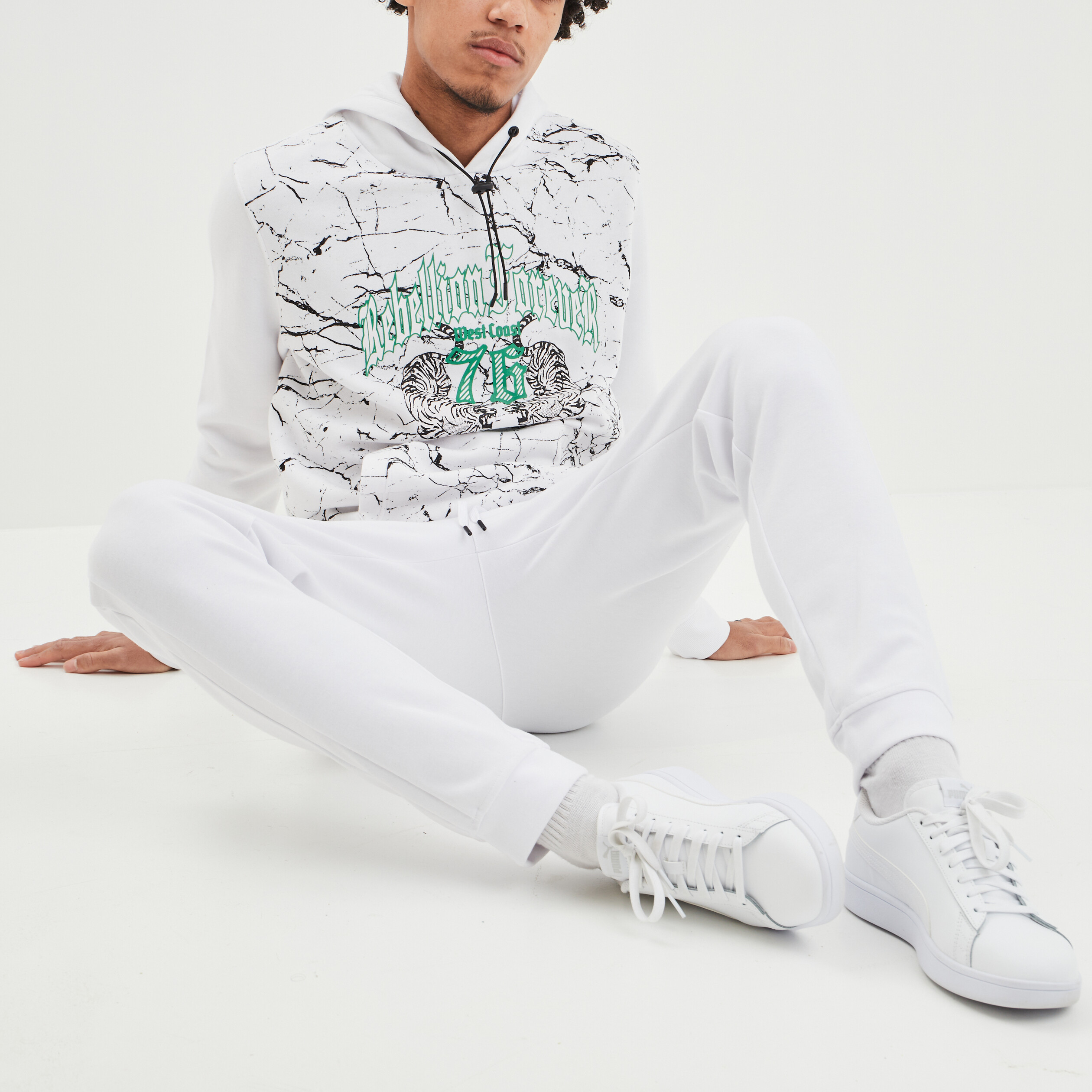 Sweat à capuche hoodie Liberto blanc homme | La Halle