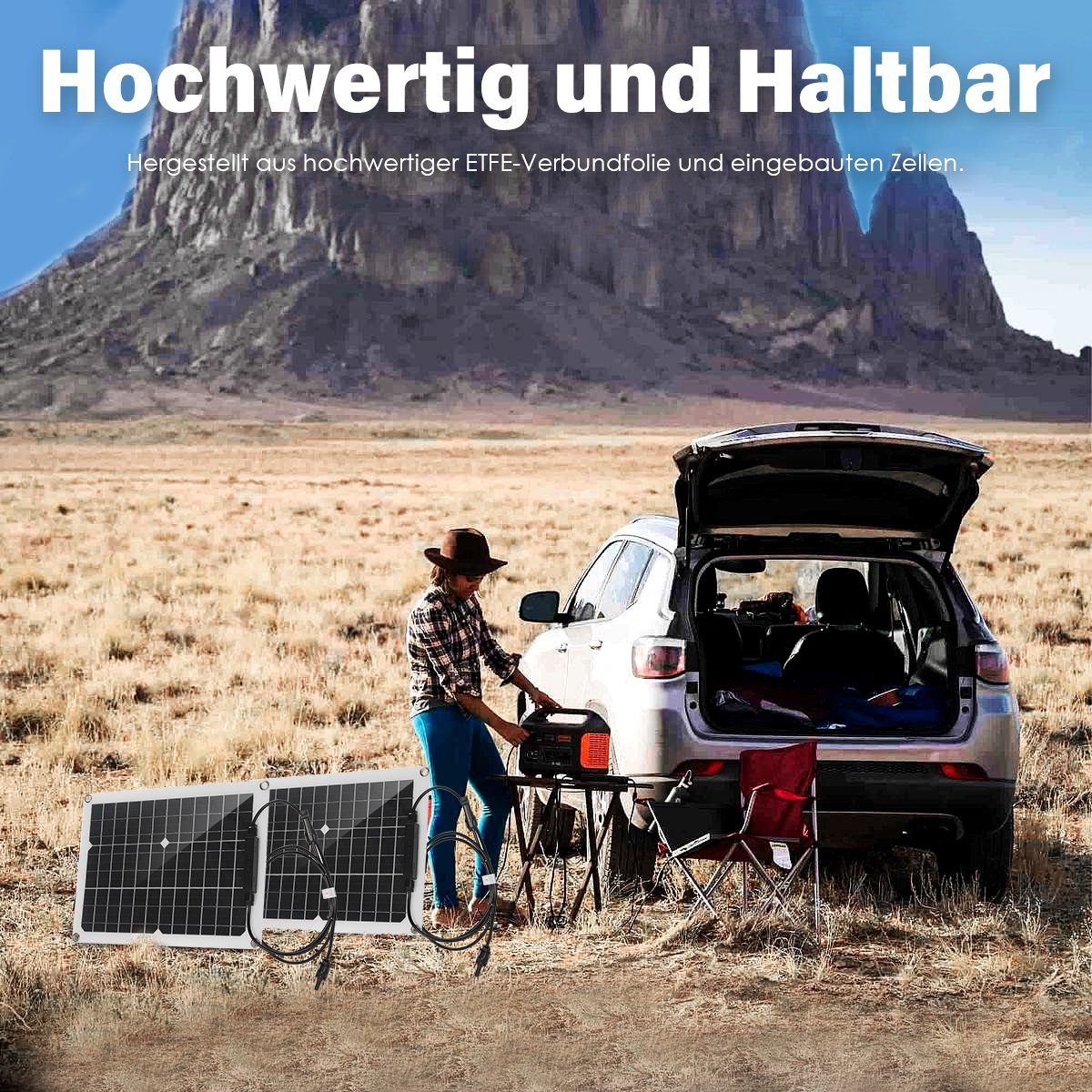 LETGOSPT Solarmodul 200W Solarpanel Monokristallin, Ladegerät Kit, IP65