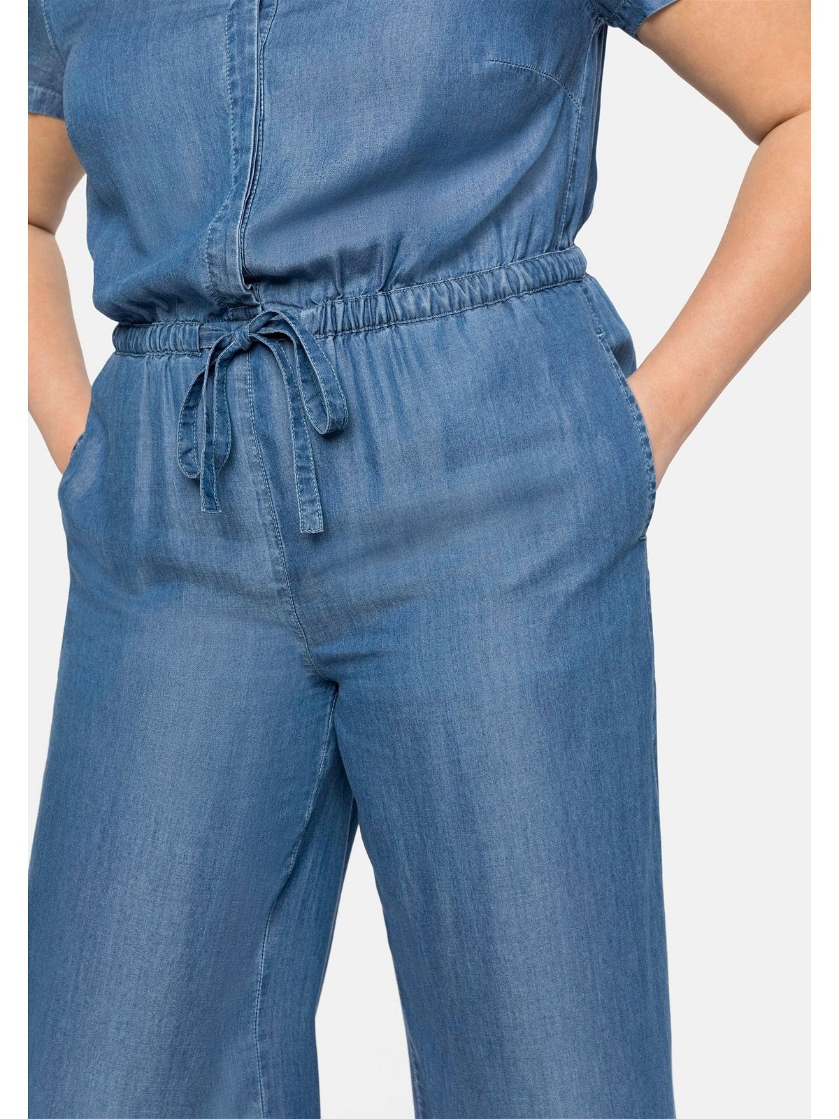 Sheego Jumpsuit Große Größen aus Lyocell, in Denim-Optik