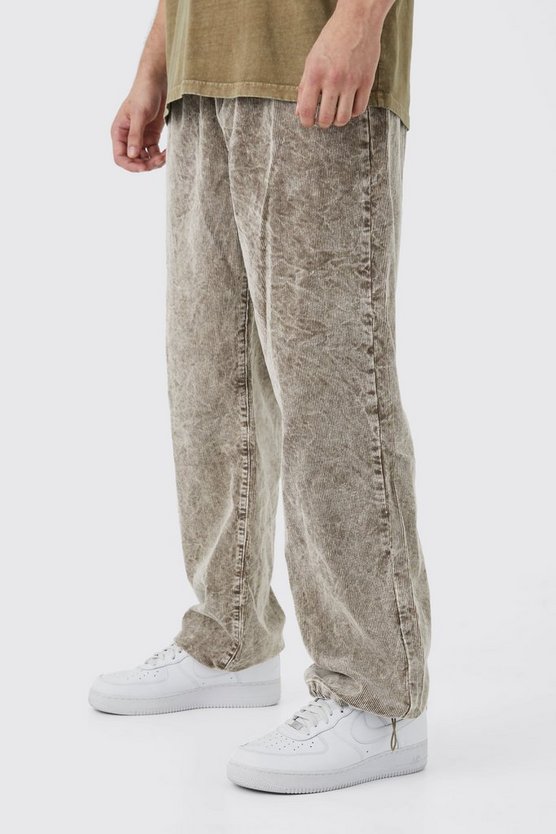 Tall lockere Cord-Hose mit Acid-Waschung