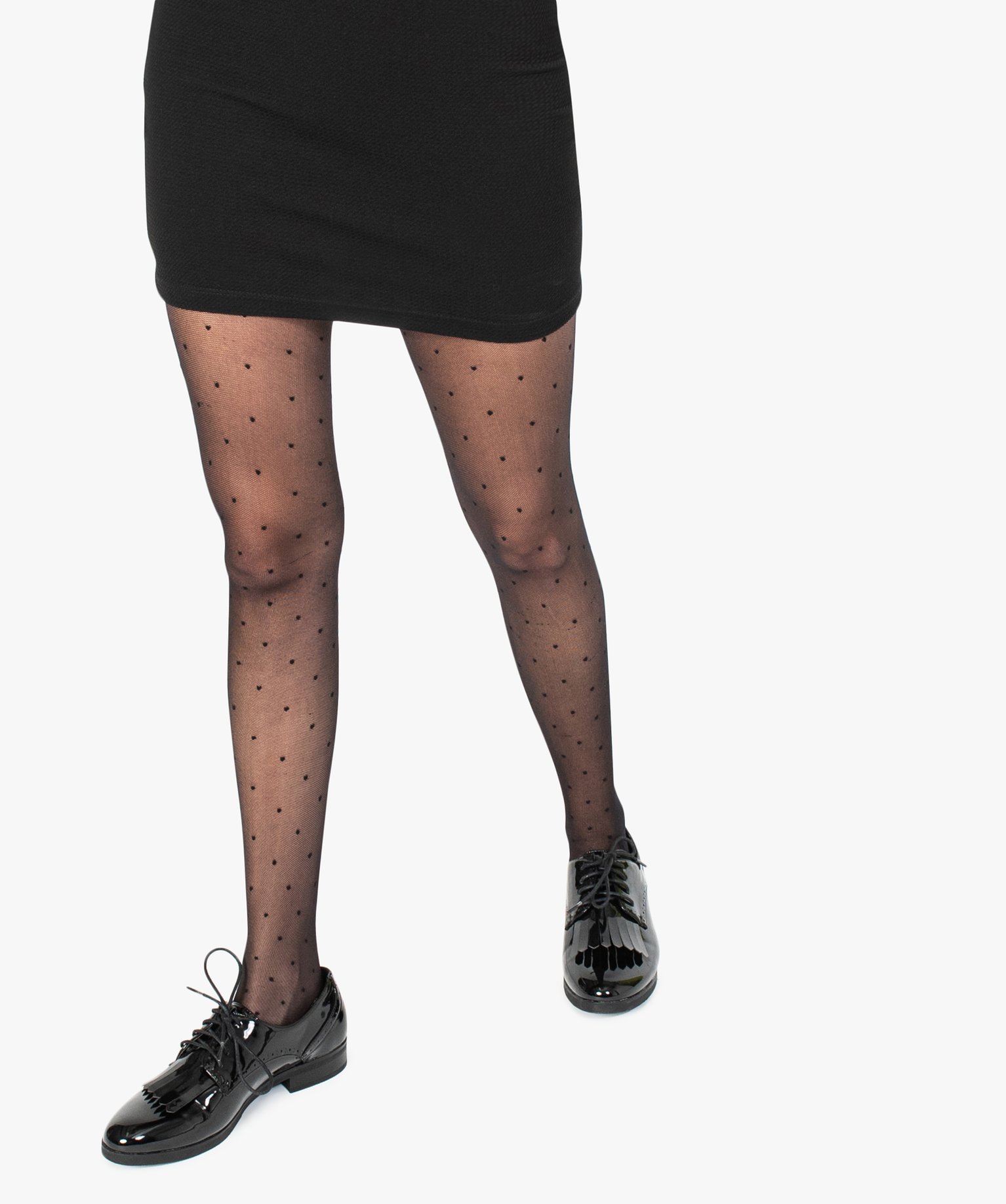 Collants femme à motifs plumetis noir | GEMO