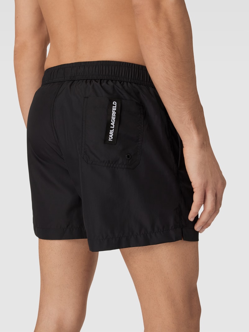 Badehose mit Logo-Print in schwarz