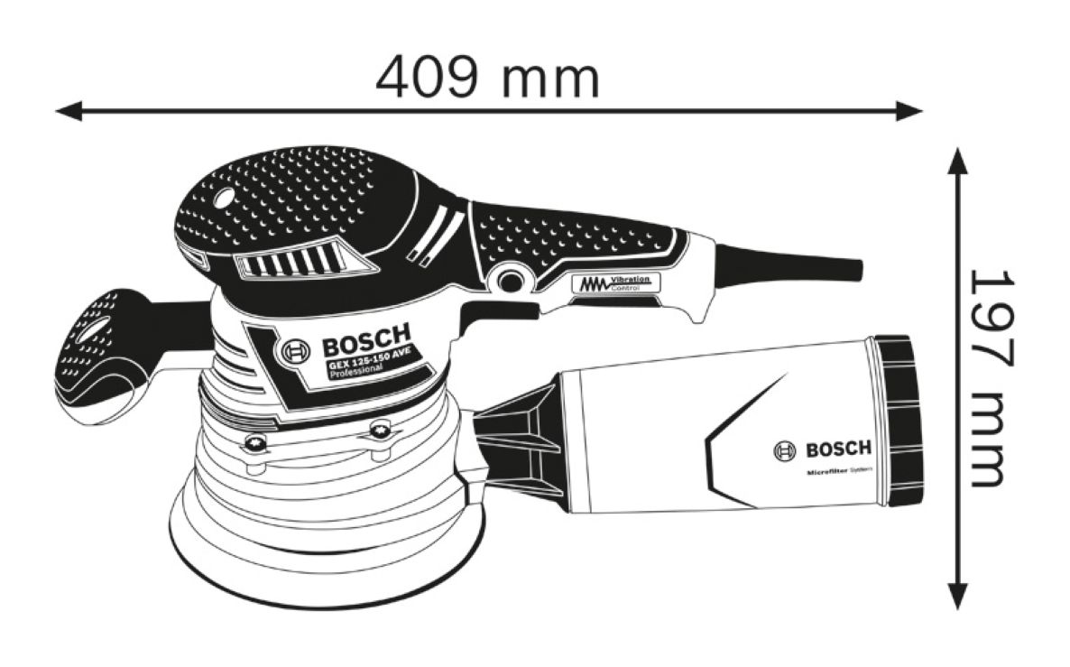 Bosch Blue 060137B202 GEX 40-150 Profesjonell Orbitalsliper 150 mm