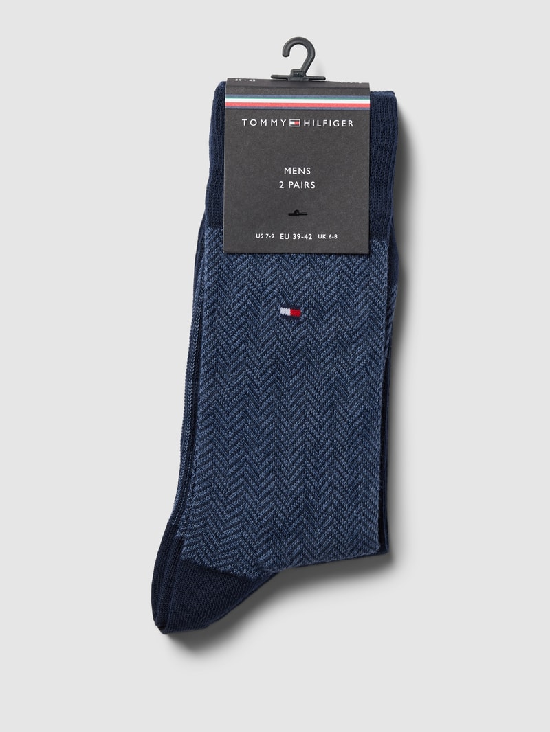 Socken mit Label-Details Modell 'Herringbone' im 2er-Pack in dunkelblau