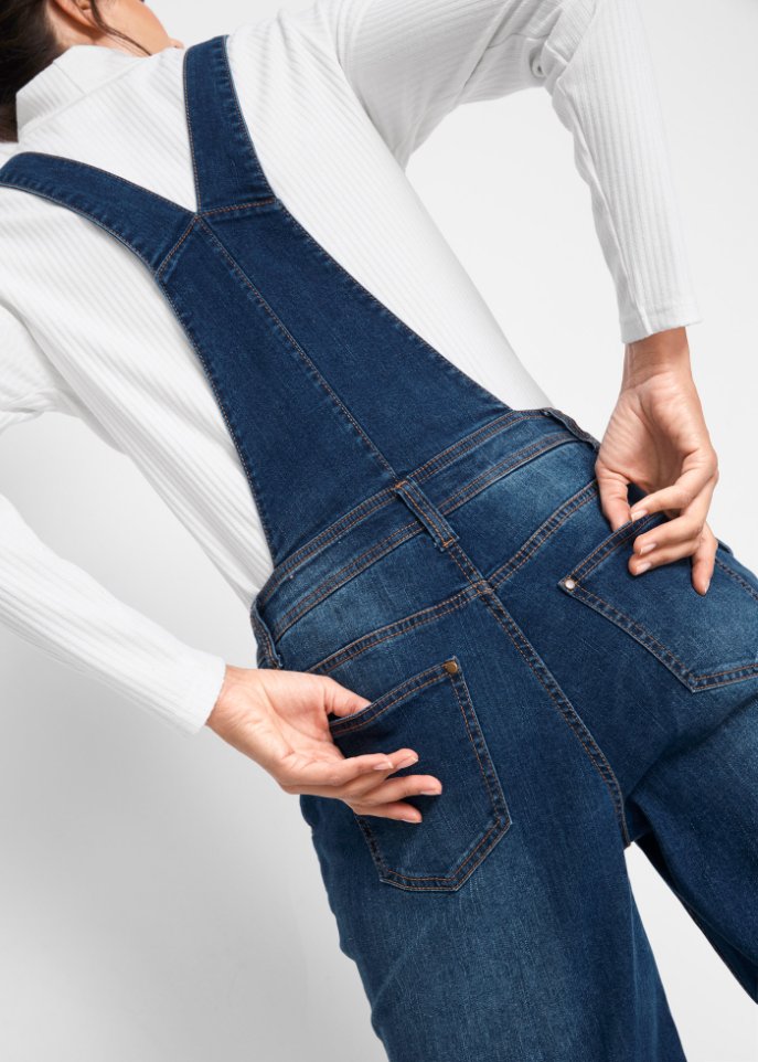 Jeans-Latzhose, bequem geschnitten