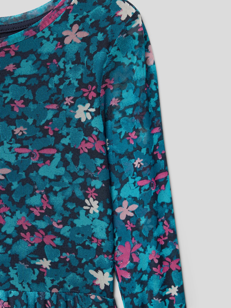Minikleid mit floralem Muster in marineblau