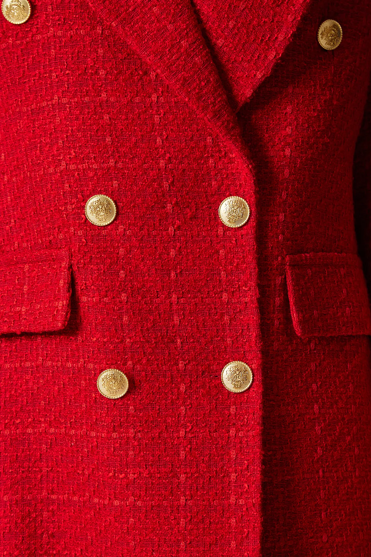 Happiness İstanbul  Damen-Blazer mit roten Knöpfen und Tweed-Jacke WF00004
