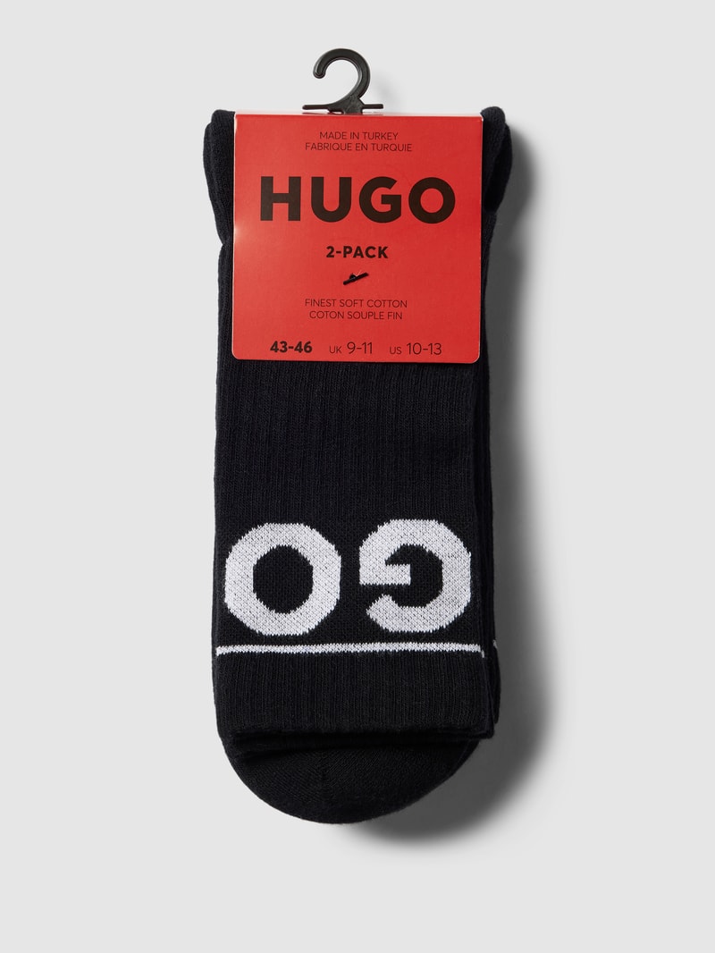 Socken mit Label-Stitching im 2er-Pack in schwarz