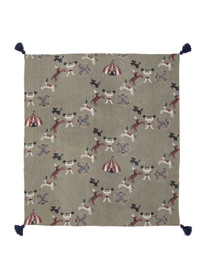 Bloomingville Decke LOOME Grün mit Zirkus Motiv 160x130 cm günstig kaufen onesize