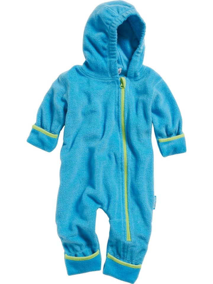 Playshoes Fleece-Overall farblich abgesetzt in Aquablau günstig kaufen