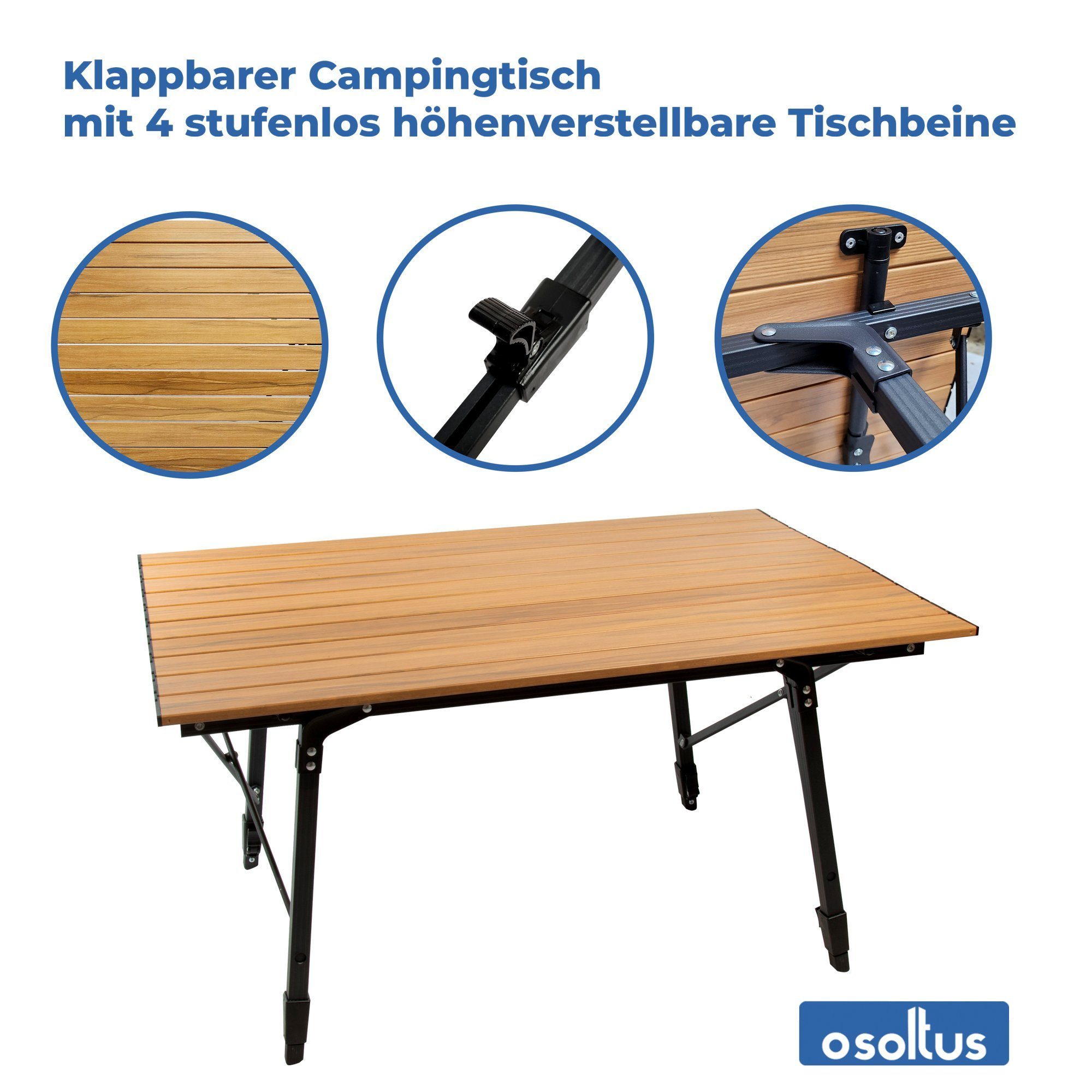 osoltus Campingstuhl osoltus Camping Klapptisch Alu Tisch Fjord 90cm x 59cm