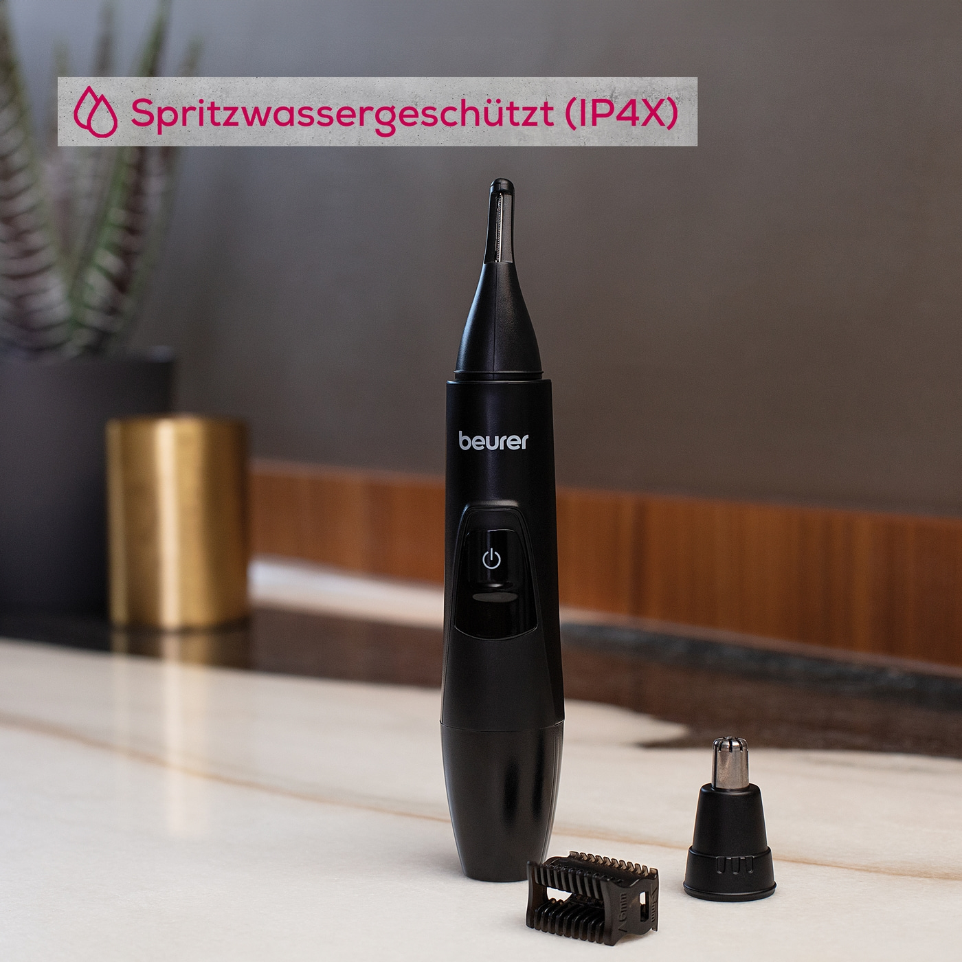 Beurer Präzisionstrimmer MN2X-Mit 3 Aufsätzen zum präzisen Trimmen und Formen von Augenbrauen, Nasen- und Ohrhaaren