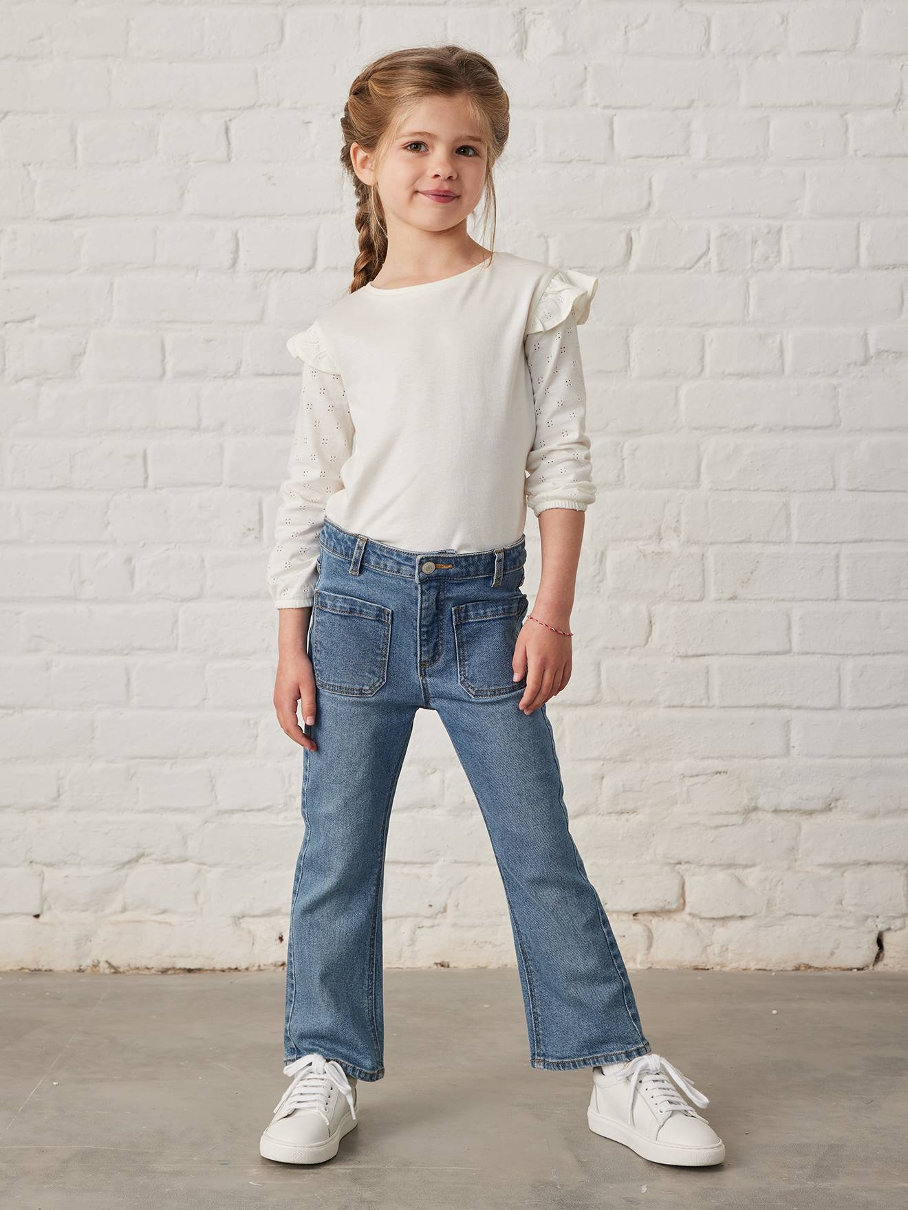 Jean flare 7/8ème fille bleu jean