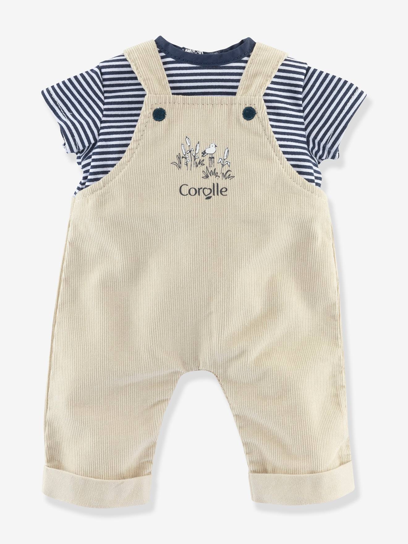 Corolle Puppenkleidung: Latzhose & T-Shirt Bords de Loire COROLLE, 30 cm - beige