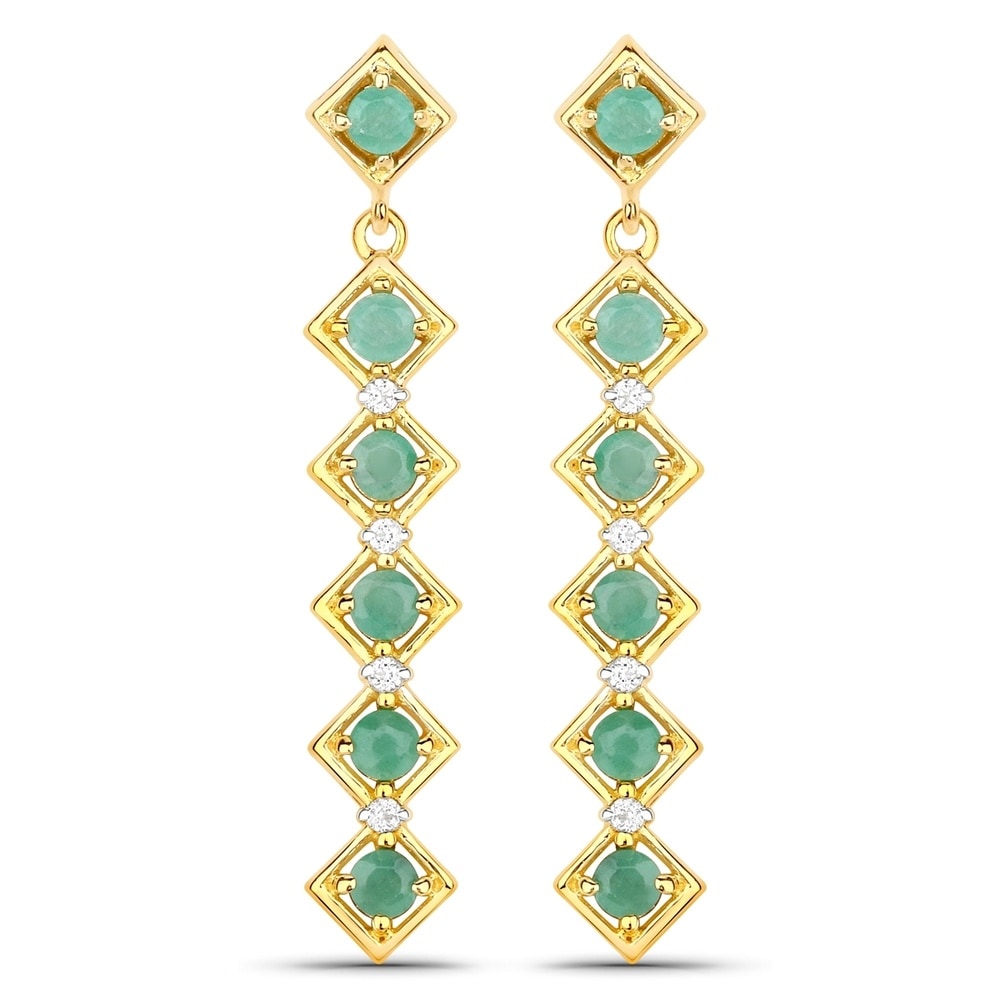 Rafaela Donata Boucles doreilles Argent sterling Emeraude en Or jaune Bijoux