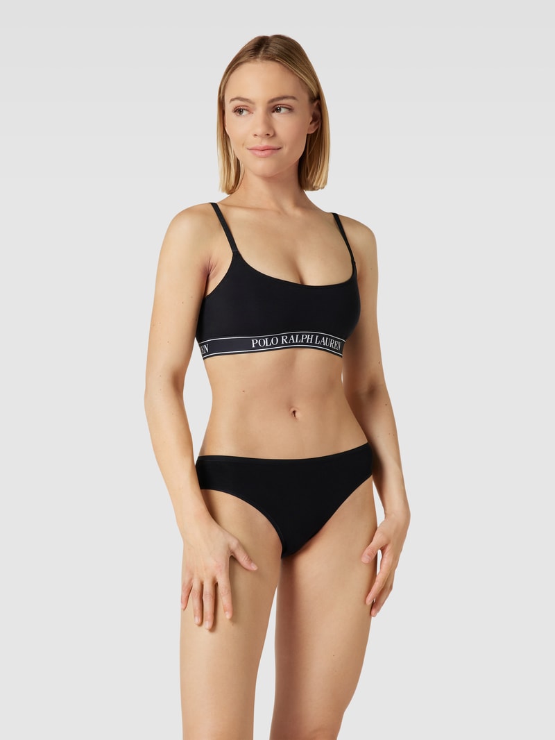 Bralette mit elastischem Logo-Bund in schwarz