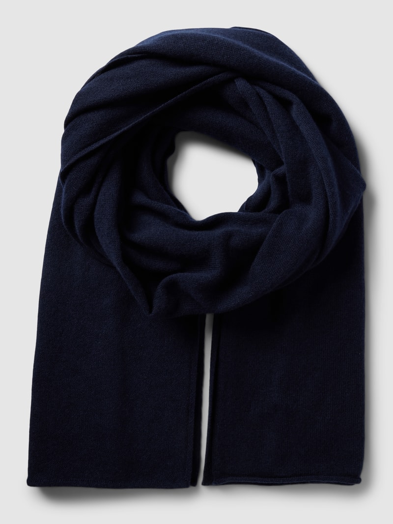 Schal aus Wolle-Kaschmir-Mix mit breiter Form in marineblau