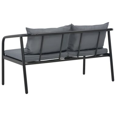 vidaXL Loungesofa 2-Sitzer-Gartenbank mit Auflagen Grau Aluminium