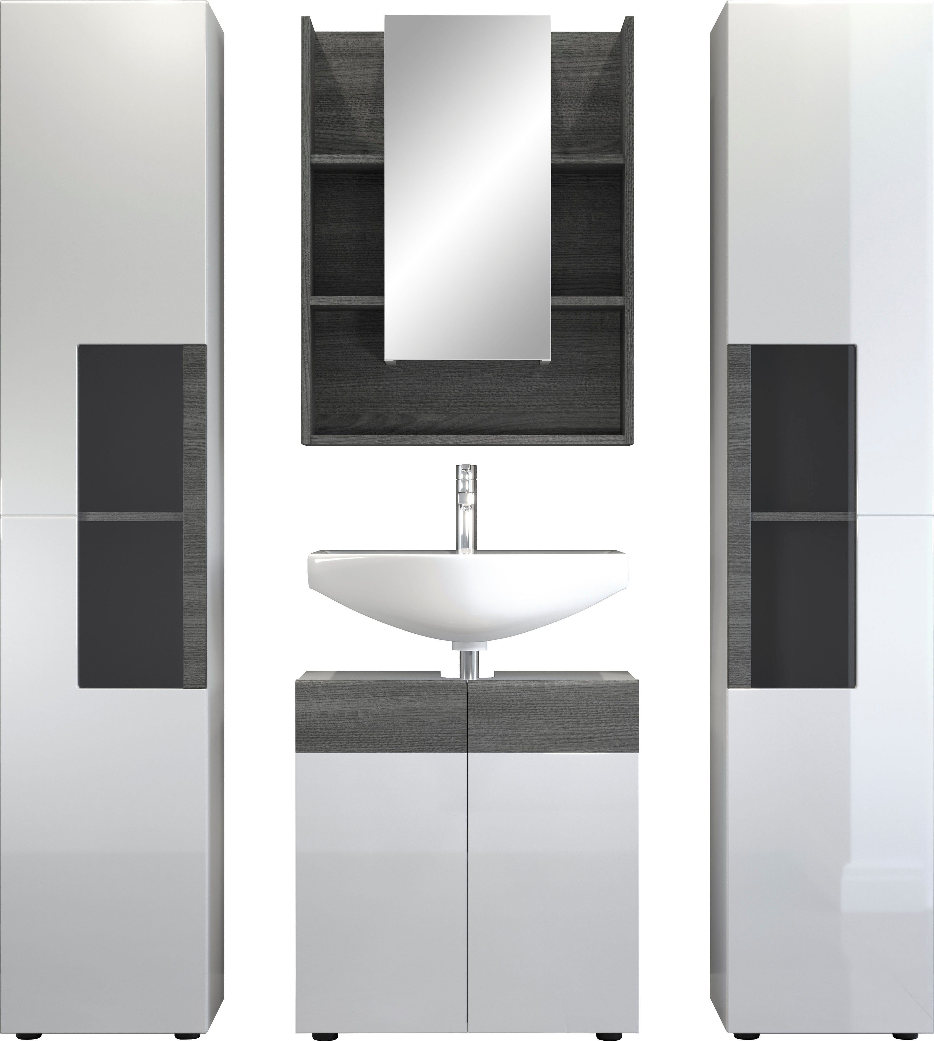 welltime Badezimmer-Set Dijon, (4-St), Grifflos, 4-teilig
