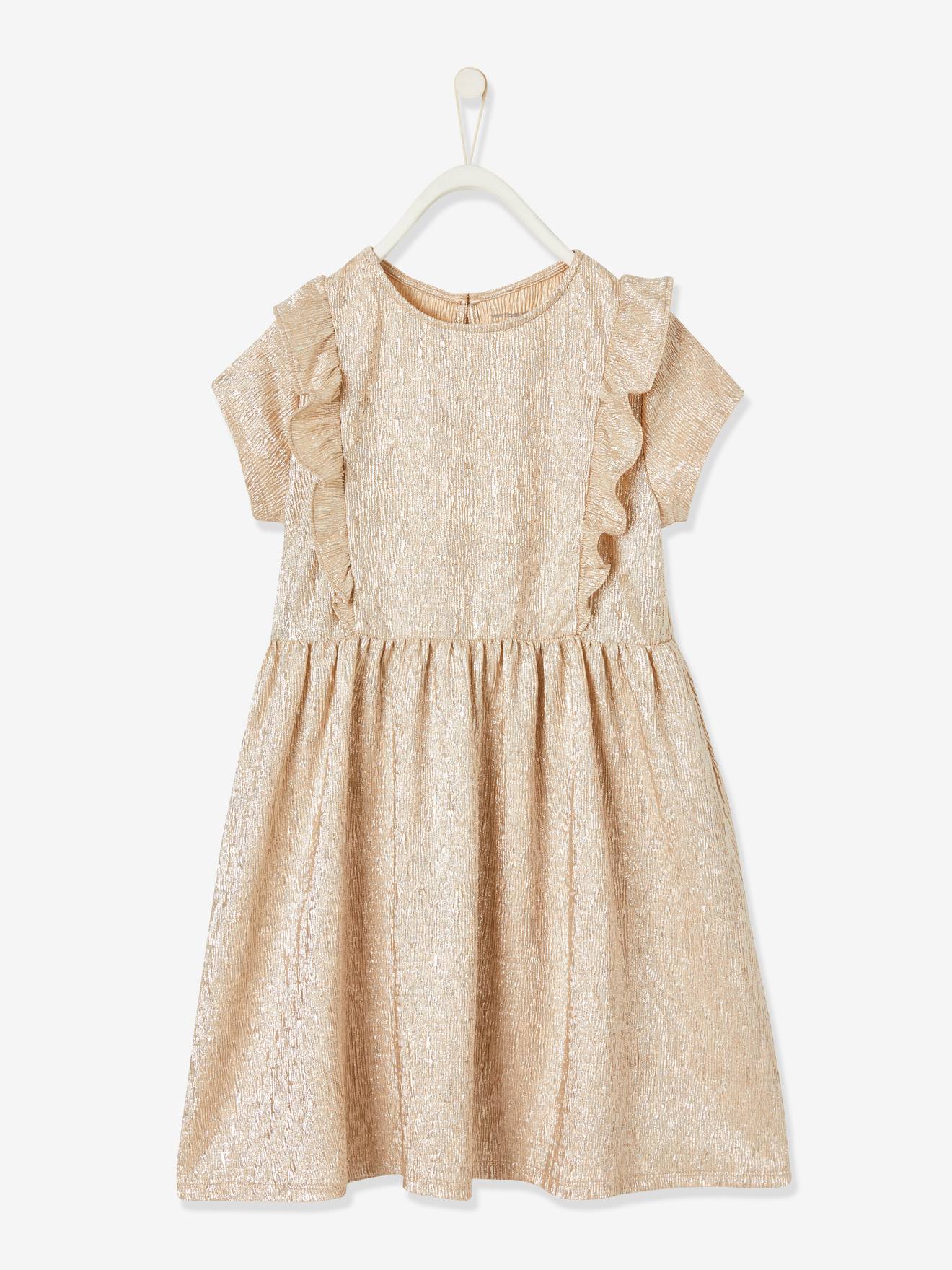 Vertbaudet Festliches Mädchen Kleid - beige glanzeffekt