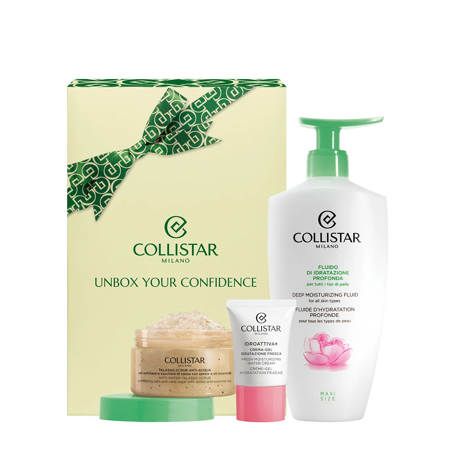 Set de corp fluid hidratant profund - Seturi pentru față și corp, Fluid corporal, Exfoliant, Cremă hidratantă de zi