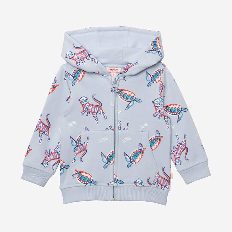 Cardigan bébé garçon tigres et tortues bleu Catimini