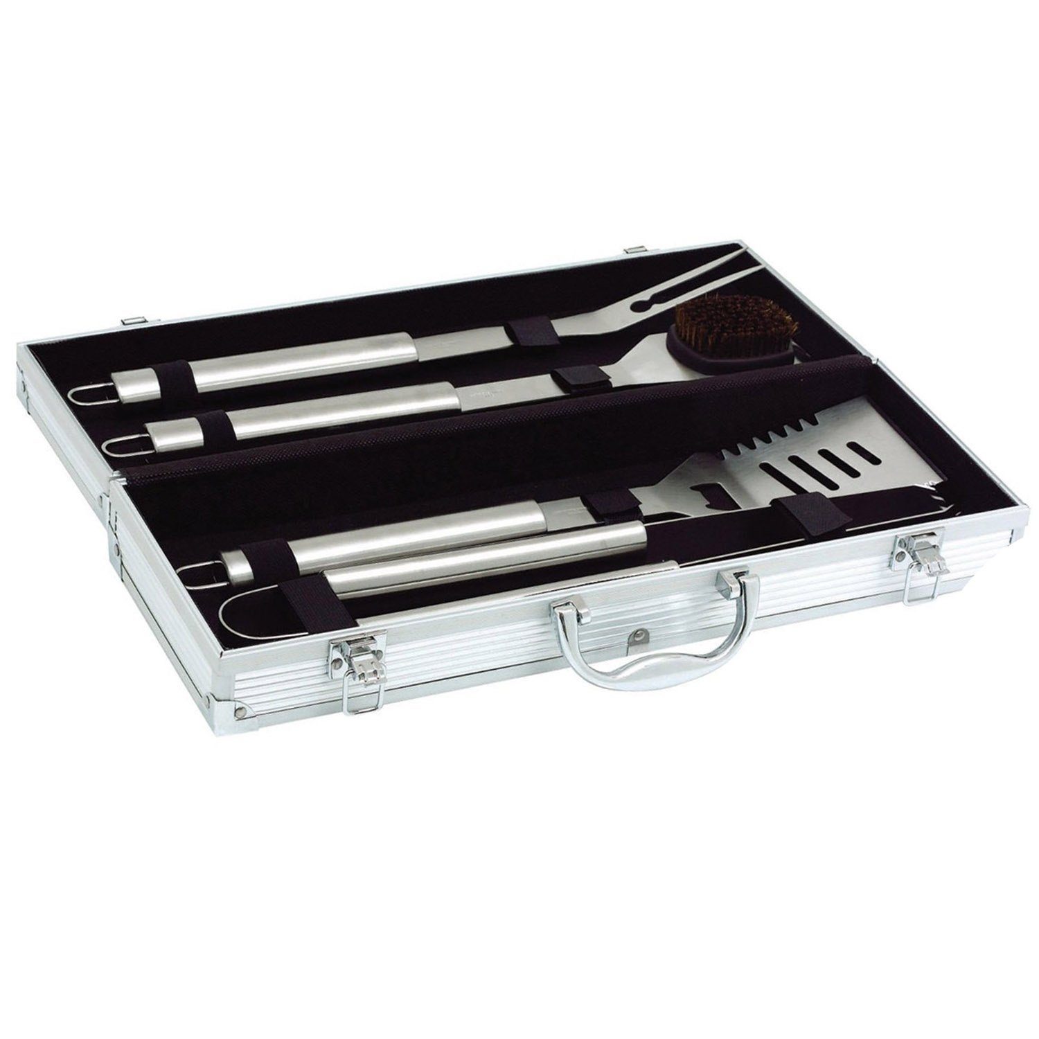 Goods+Gadgets Grillbesteck-Set Edelstahl Profi Grillbesteck-Set Grill-Koffer, (5 tlg), BBQ Besteck Grillkoffer Zubehör