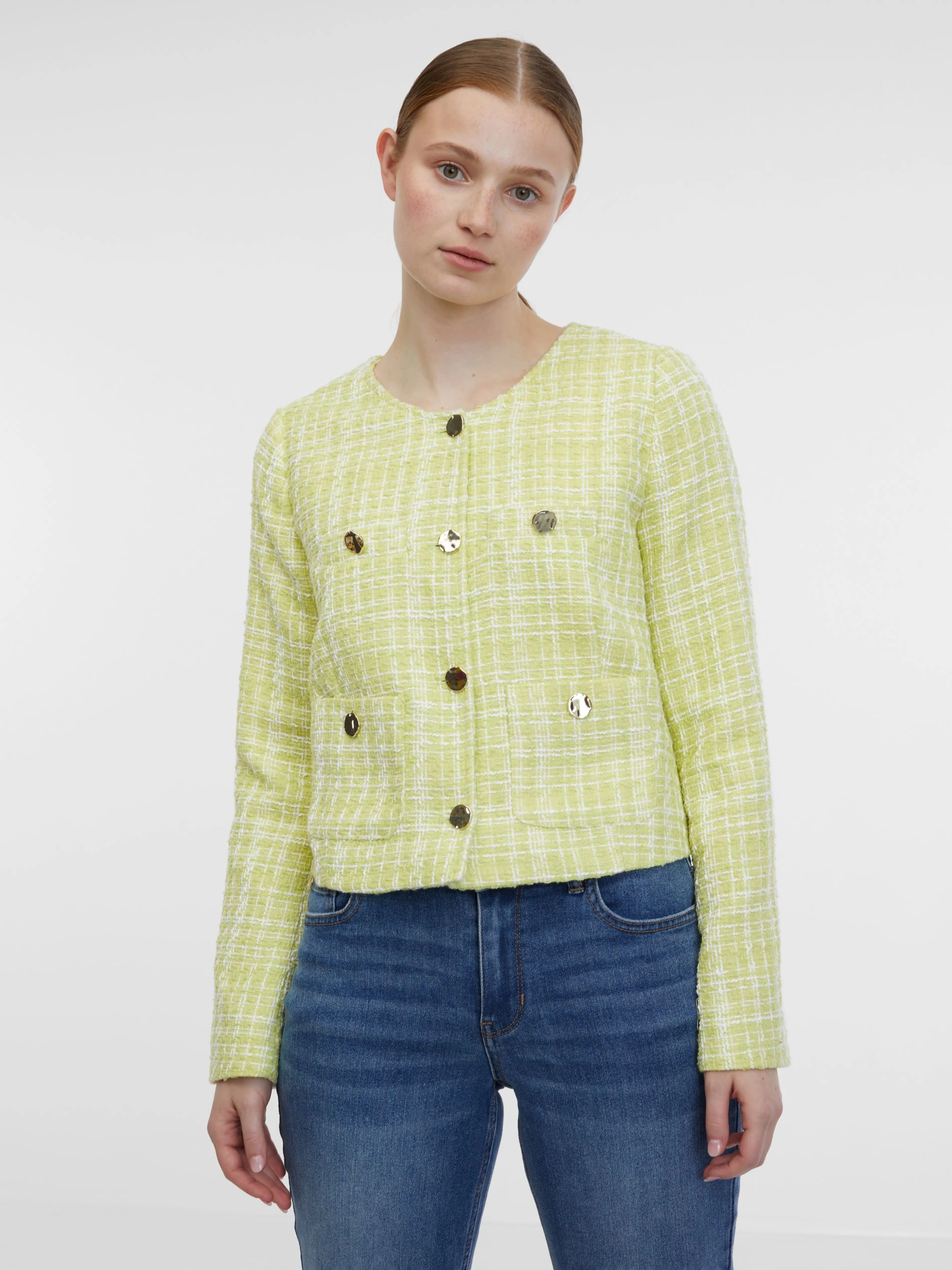 Hellgrüne Tweed-Damenjacke ORSAY