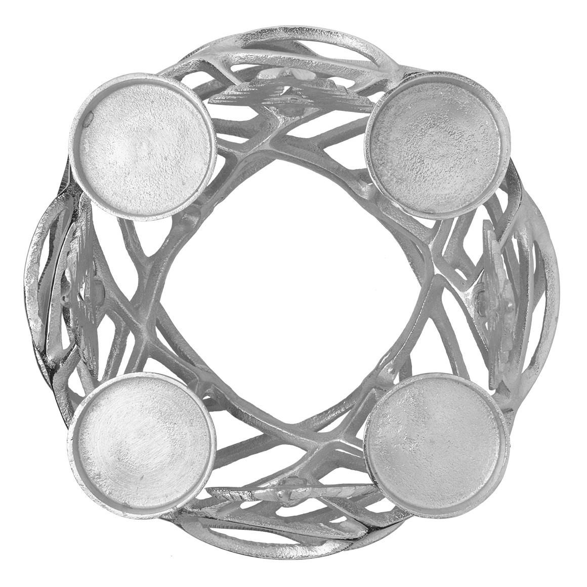 Adventskranz aus Metall silber