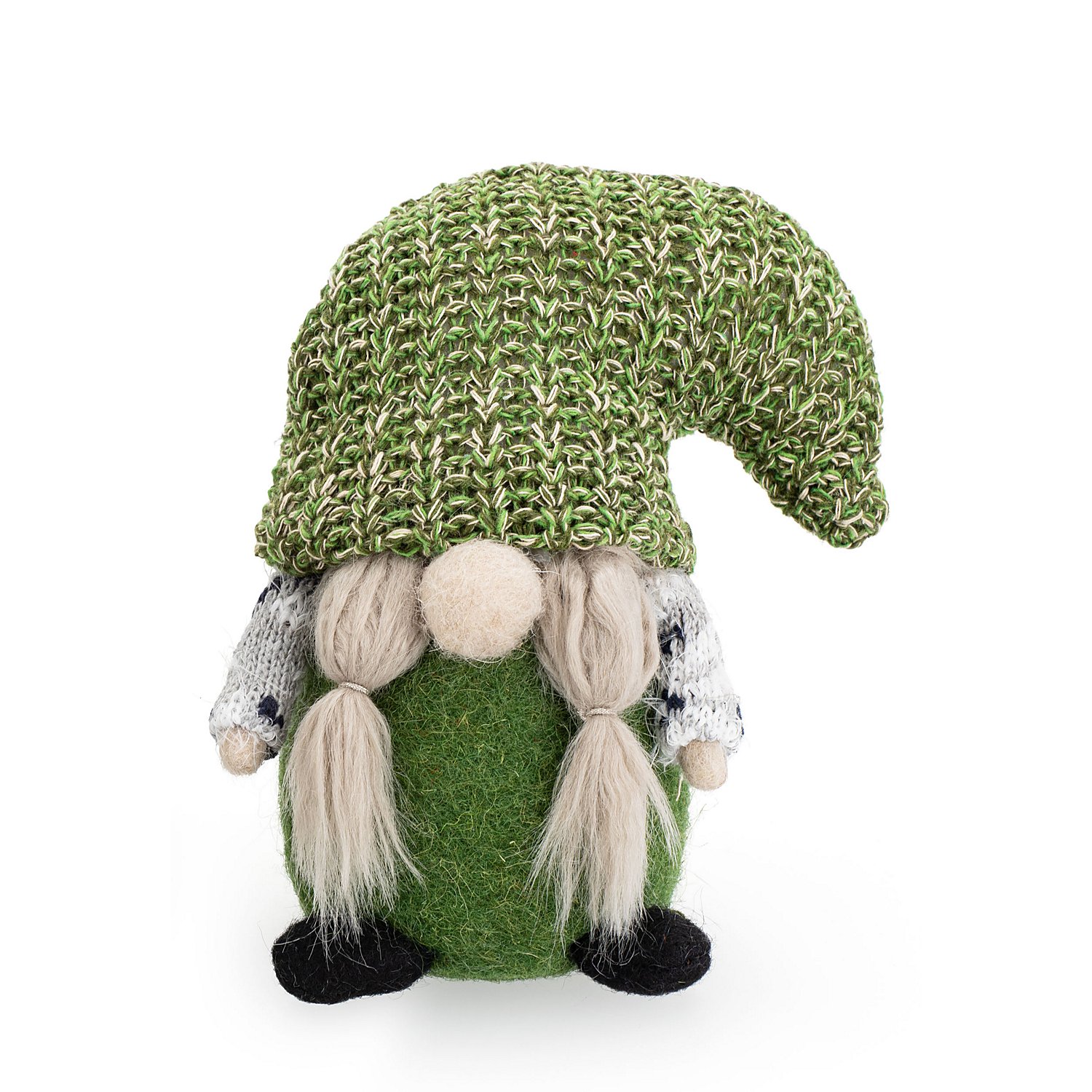 Wichtel mit Zöpfen, grün, 15,5 cm