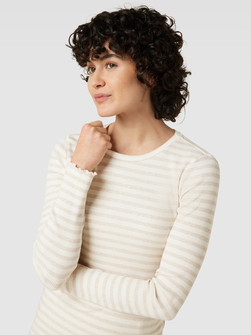 Longsleeve mit Streifenmuster Modell 'ANNA' in sand