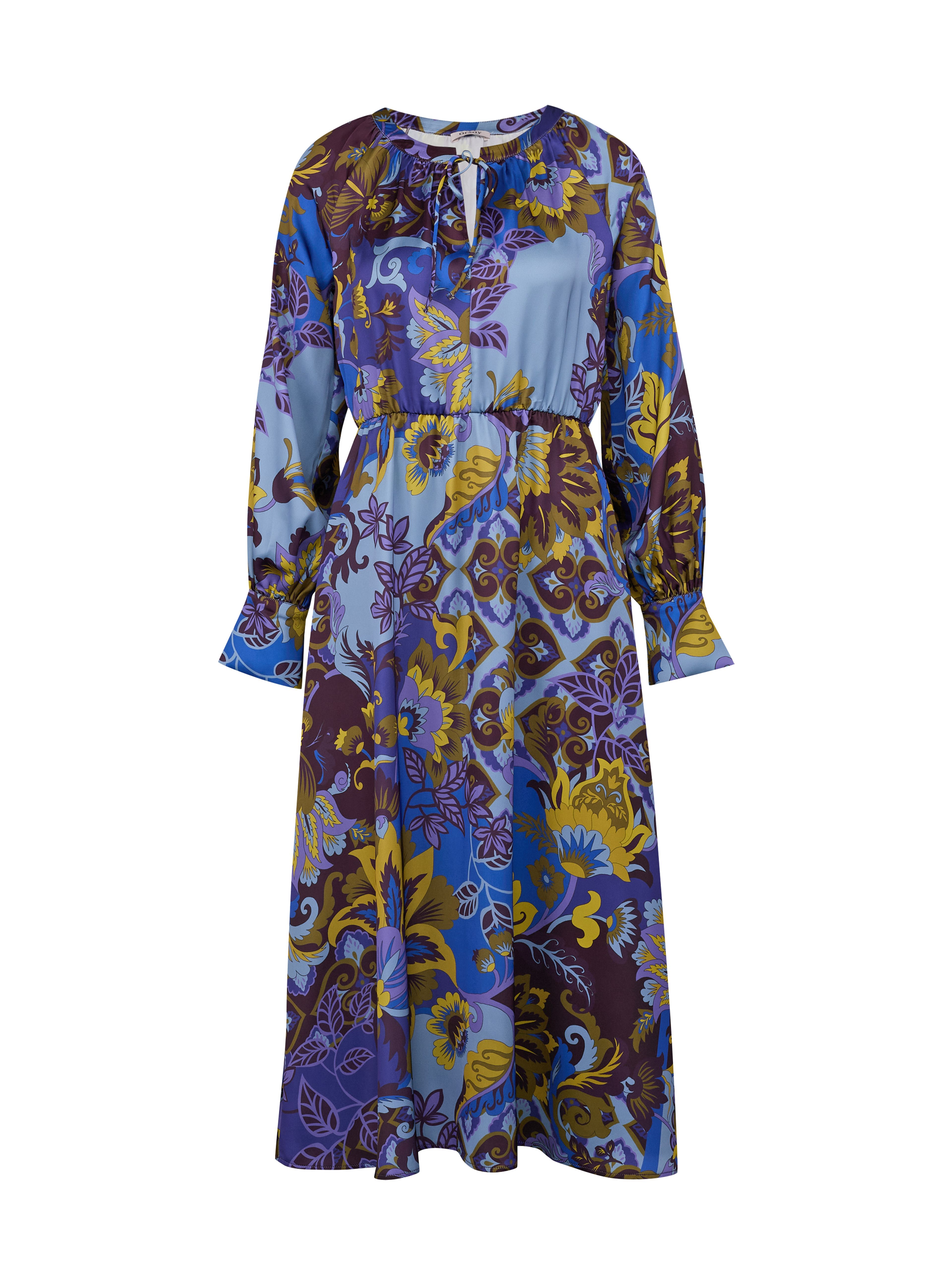 Blaues gemustertes Damen-Satin-Midikleid ORSAY