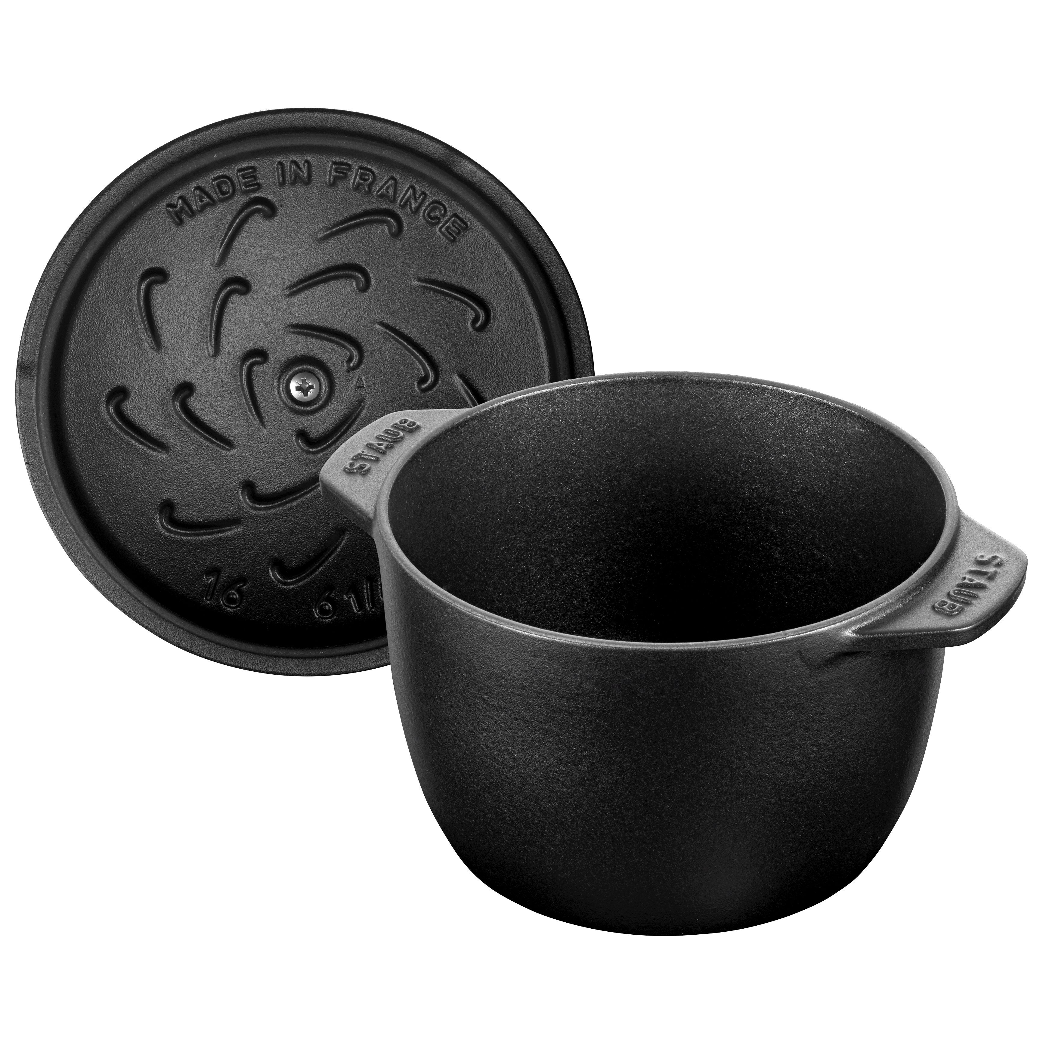 Reis-Cocotte 16 cm, rund, Schwarz, Gusseisen
