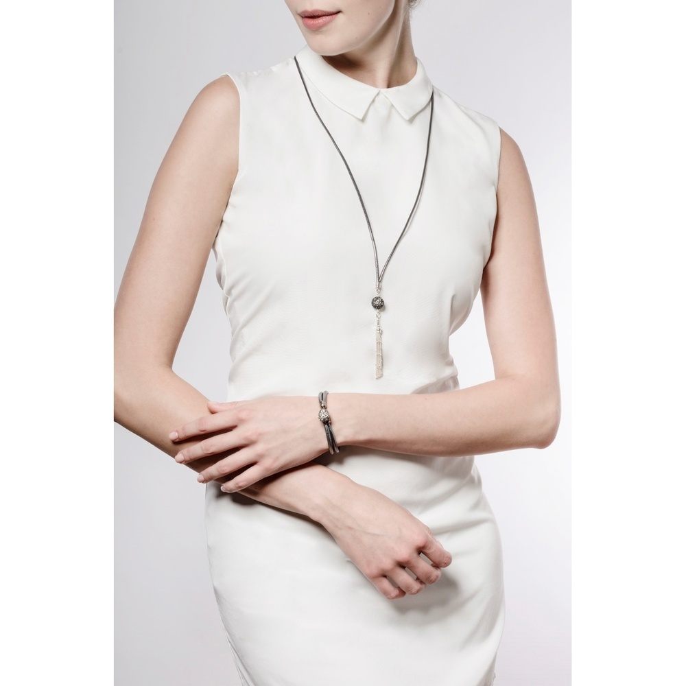 Pippa&Jean Bracelet cuir nappa Cuir Verre en Argent Bracelet