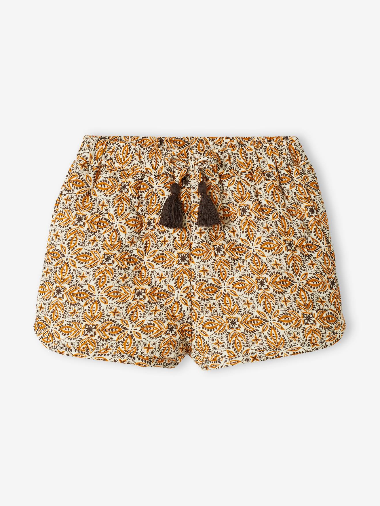 Short kilté imprimé fille écru